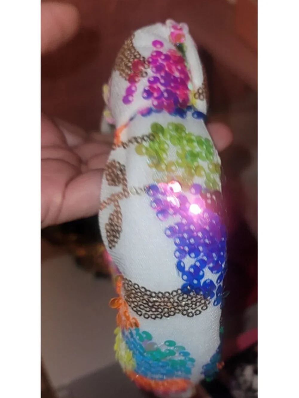 BRIANNA CANNON BRIGHT COLORFUL FLORAL SEQUIN KNOTTED HEADBAND